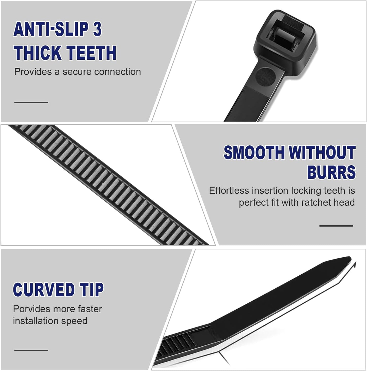 Zip Ties, RAZCC 1200pcs Black Cable Zip Ties 16 Inch, Heavy Duty Plastic Wire Ties with 70lb Tensile Strength, Self-Locking Black Nylon Tie Wraps for Indoor and Outdoor-VerdiqueGarden