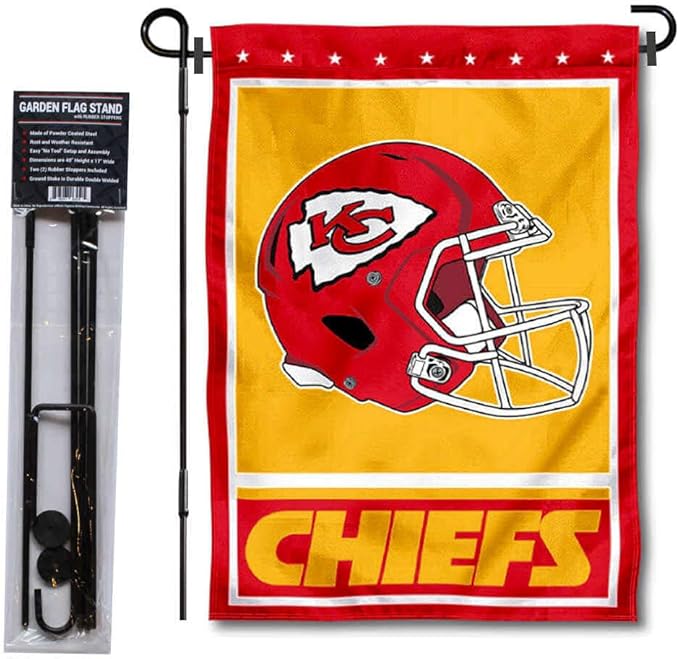 WinCraft Kansas City Chiefs Football Garden Flag and Pole Stand Holder-VerdiqueGarden