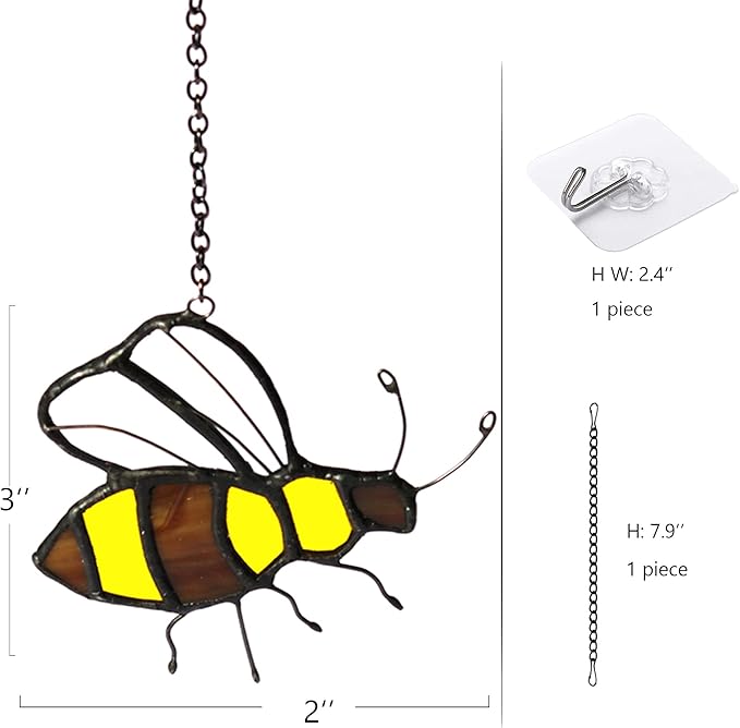 Bee Suncatcher Stained Glass Window Hangings Honey Bee Gifts for Women Gifts for Lover for Mom/Grandma Decorations Gifts/Birthday Gifts for Her-VerdiqueGarden