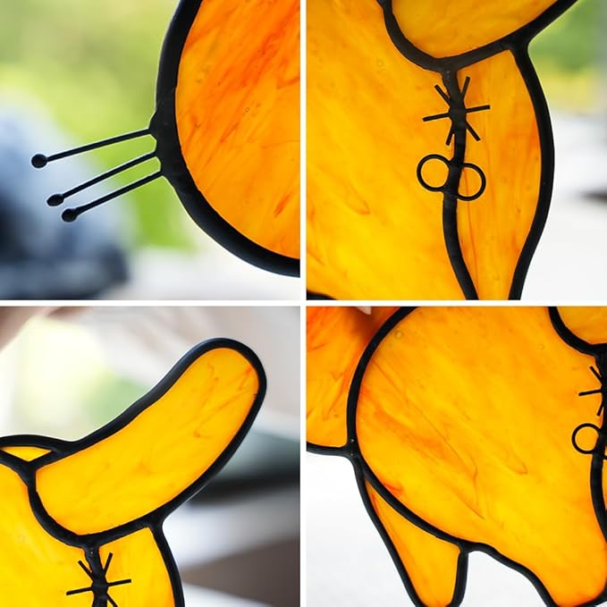 Orange Cat Decor Stained Glass Suncatcher for Window,Funny Cat Gifts for Cat Lovers Stained Glass Window Hanging,Cat Themed Gifts Cat Lovers Gifts for Women Girls Friends Mom-VerdiqueGarden