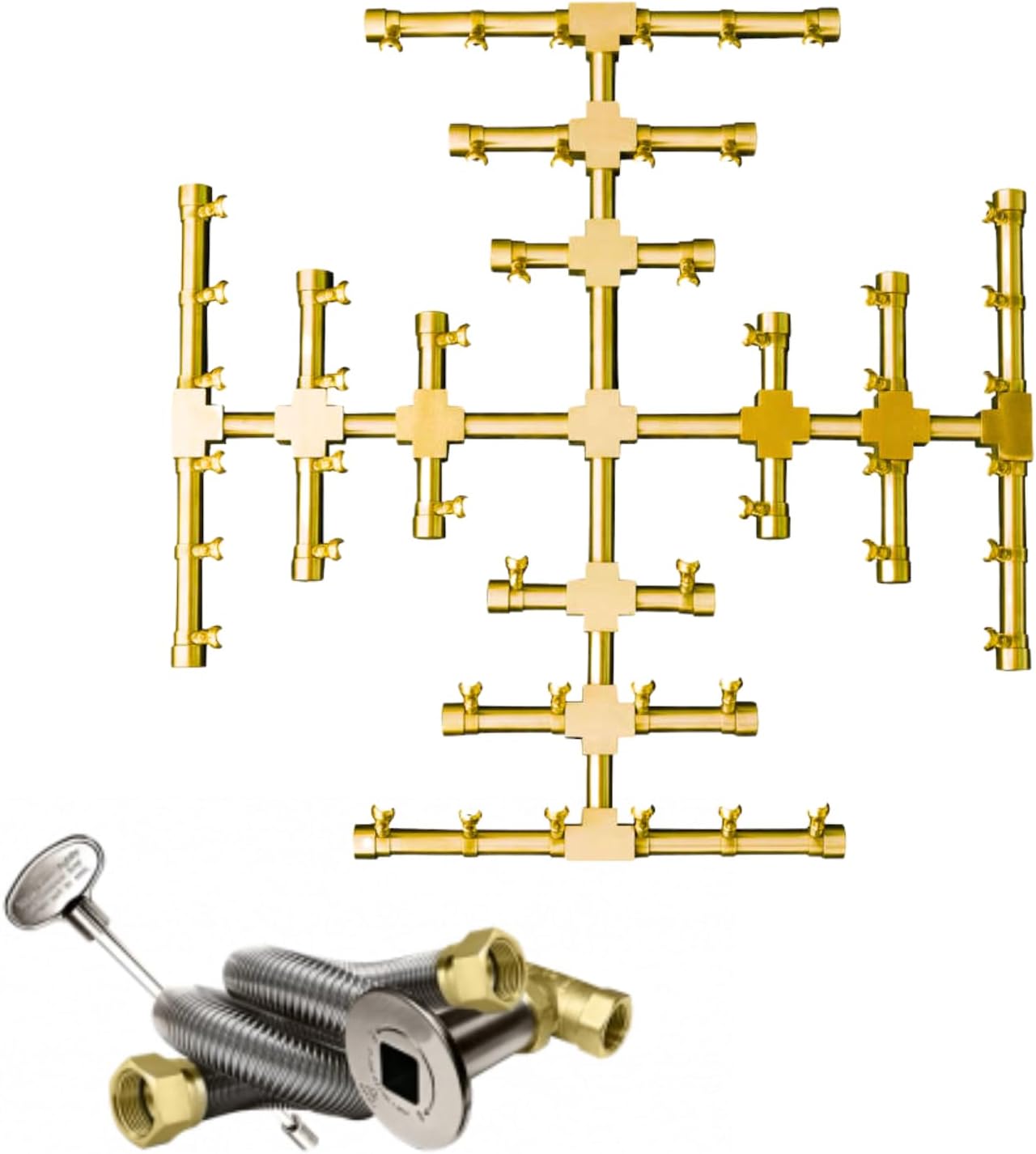 25" Inch Brass Jet Burner for Round & Square Fire Pit - Natural Gas or Propane Fire Pit Fireplace - Premium Fire Pit Burner for Outdoor (25" Inch, Propane)-VerdiqueGarden