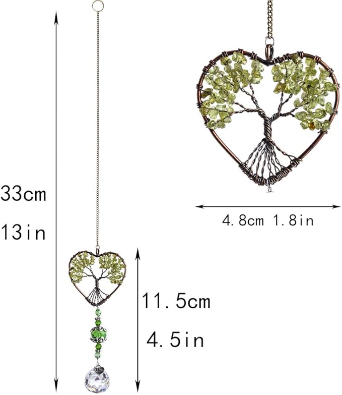H&D HYALINE & DORA Tree of Life Car Rearview Mirror Hanging Ornament Pendant Accessories Fengshui Suncatcher (Green)-VerdiqueGarden