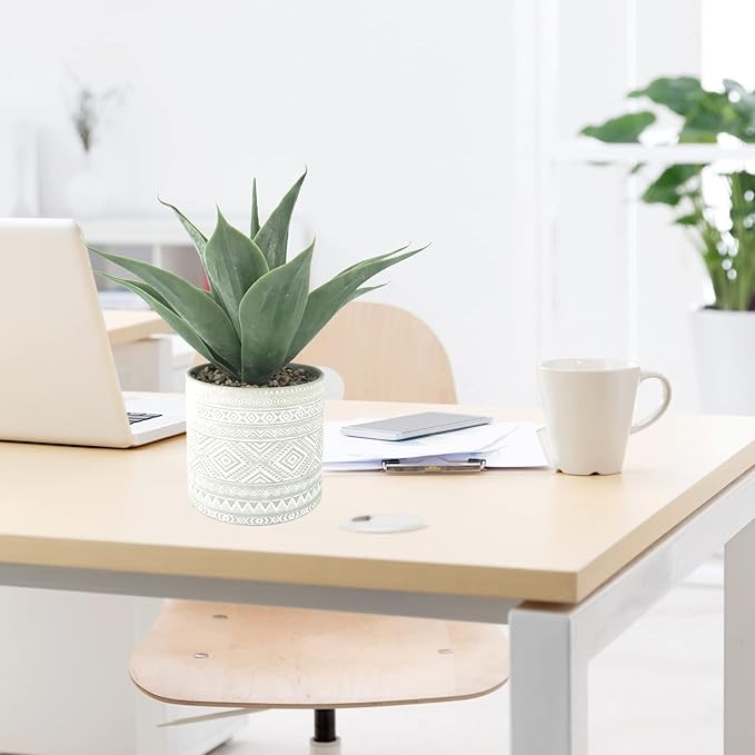 Artificial Potted Plants, 13.8" Artificial Succulent Fake Aloe, Large Faux Aloe Plant in Pot for Home Office Room Badroom Garden Decor (Grey)-VerdiqueGarden