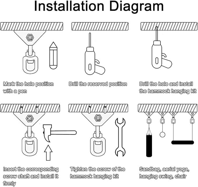 Heavy Duty Hammock Hanging Kit, 360° Rotating 1200 lb Swing Hangers for Hammock Chair Stand, Seat, Porch Swing, Yoga, Tree, Ceiling Mount, Indoor Outdoor Hanging Hardware Black | Pack of 2-VerdiqueGarden