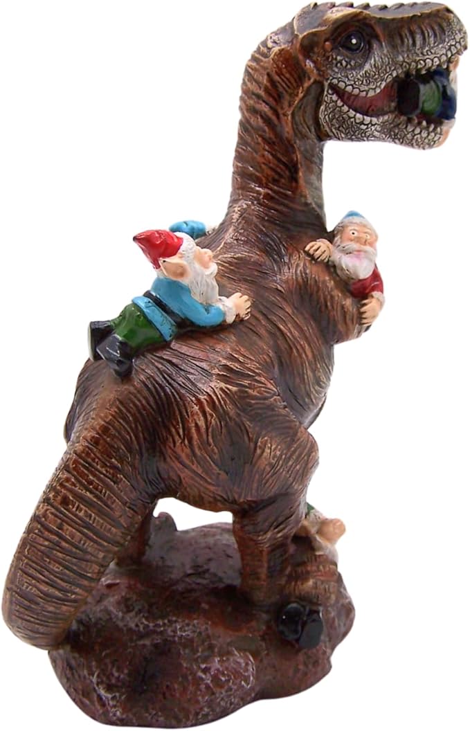 Wowser Gnome Statue: Funny Garden Figurine - Unique Home & Outdoor Decor (T-Rex), Gnome Decoration for Yard-VerdiqueGarden