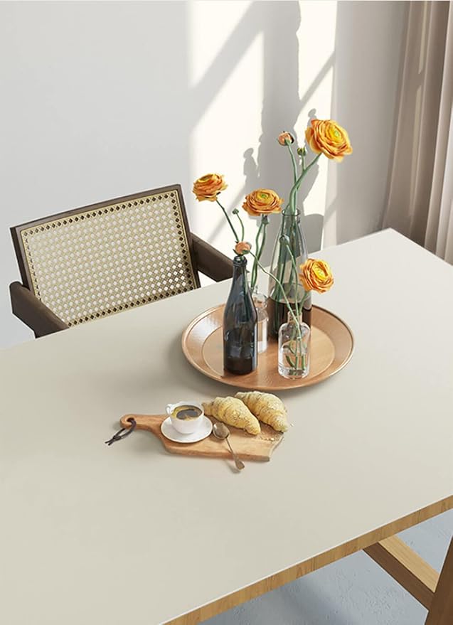 Dimoon 118''x15.7'' Cream Skin Peel and Stick Wallpaper Contact Paper Modern Self Adhesive Wall Paper Removable Renter Friendly Textured Solid Color Cabinet Vinyl Roll (118''x15.7'',Cream Skin)-VerdiqueGarden