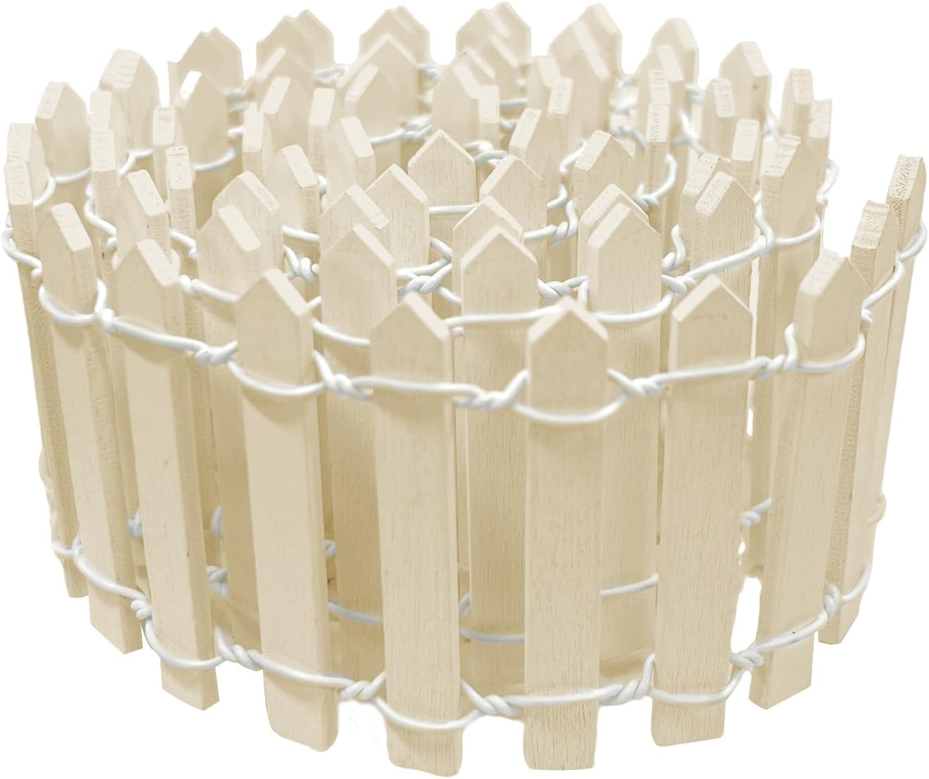 35 Inches Mini Fairy Garden Fence DIY Small Wood Decorative Picket Fence Micro Landscape Miniature Ornaments for Dollhouse, Crafts, Diorama Project, Plant Pot, Nature Wood-VerdiqueGarden