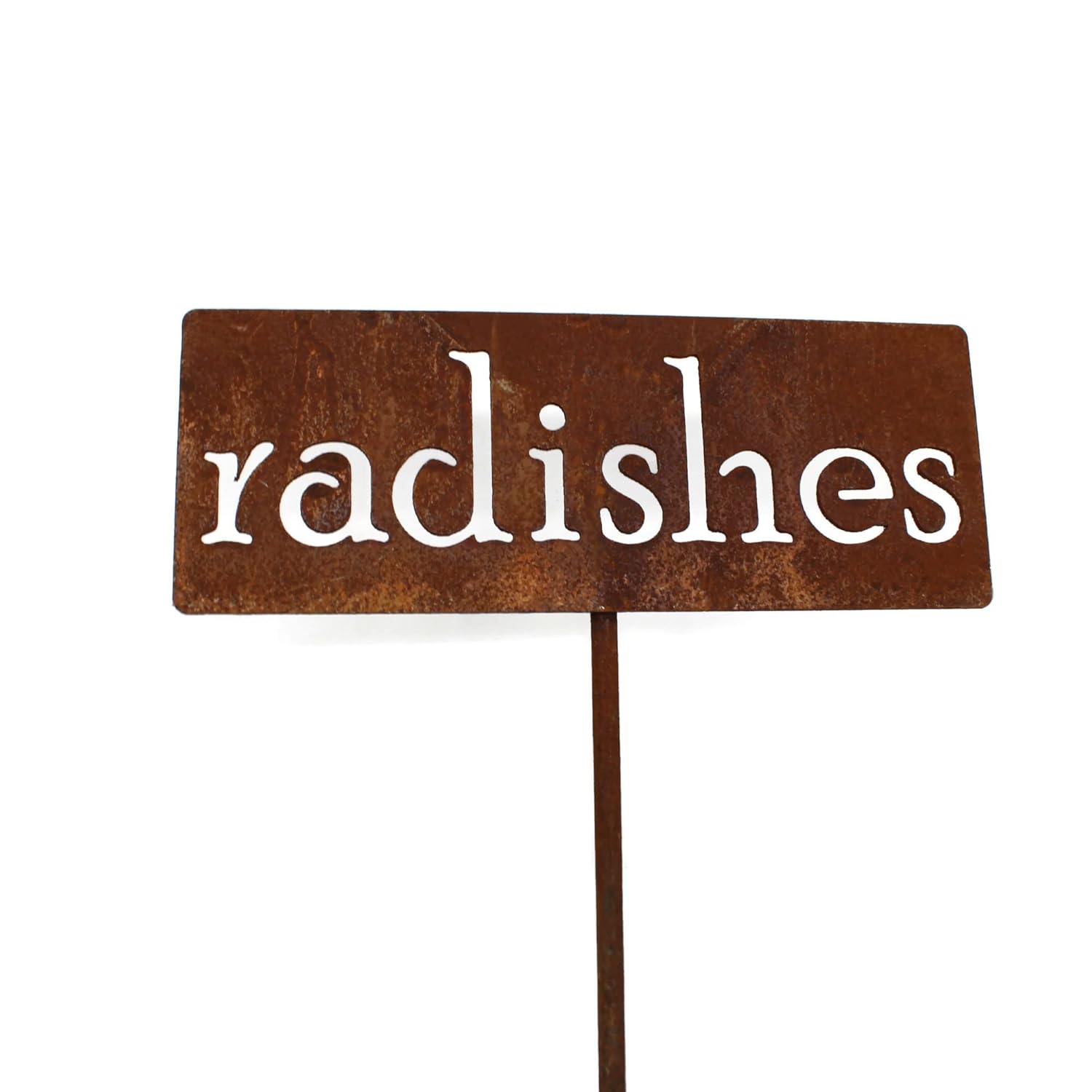 Classic Metal Garden Markers 19 Inches Tall (radishes, Naturally Rusted)-VerdiqueGarden