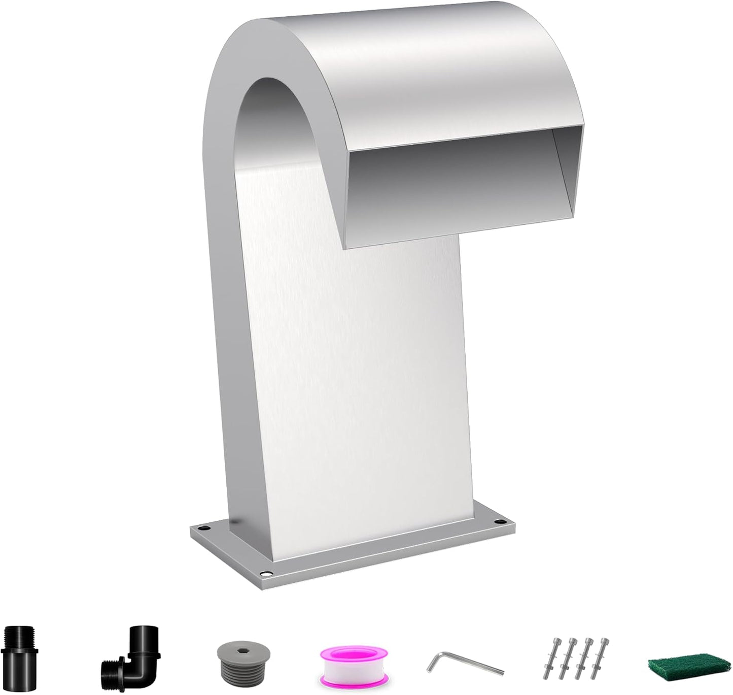 S-Shape Waterfall Spillway Ground Pool Fountain, LONGRUNNEW 304 Stainless Steel Outdoor Water Featur 14.09" x 9.57" x 10.04" for Garden Decor, Landscape Accents & Patio Pond Water Feature-Small-VerdiqueGarden