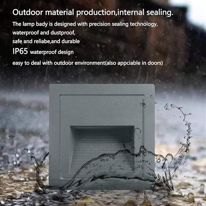 4Pack 3W LED Recessed Light120V Step Lights Warm White 3000K IP65 Waterproof Recessed Wall Light Staircase Light lamp, Inside Outside Garden Balcony Corridor, Aluminum,Grey-VerdiqueGarden