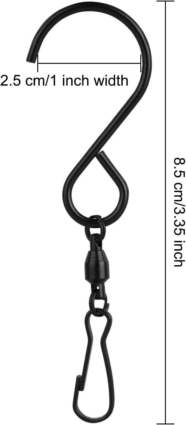 KUUQA 20 Pack Swivel Hooks Clips Wind Spinner S Hook Clips Hanging Wind Chimes Crystal Twisters Party Supplies (Black)-VerdiqueGarden