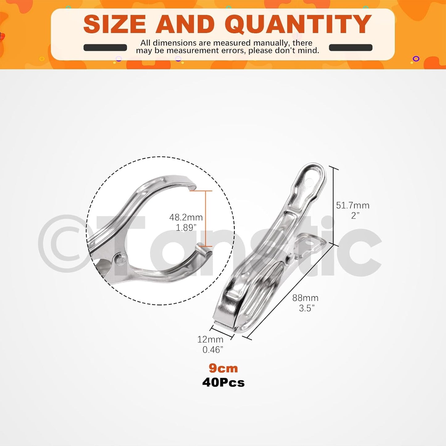 Tanstic 40Pcs 3.5 Inch Stainless Steel Greenhouse Clamps Garden Clips Greenhouse Clips Heavy Duty Garden Clips with Strong Grip and Large Open Mouth for Netting Holding-VerdiqueGarden