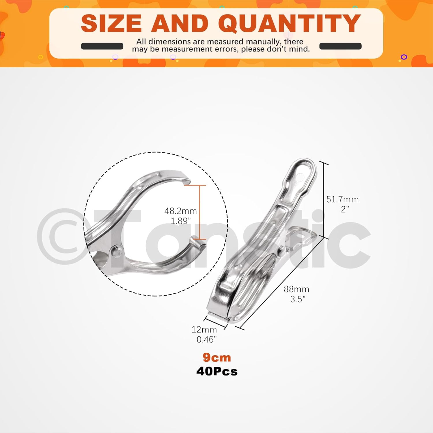 Tanstic 40Pcs 3.5 Inch Stainless Steel Greenhouse Clamps Garden Clips Greenhouse Clips Heavy Duty Garden Clips with Strong Grip and Large Open Mouth for Netting Holding-VerdiqueGarden