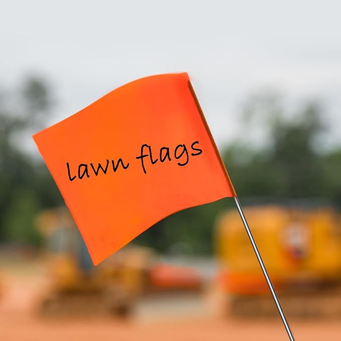 Zozen 50Pack Fluorescent Orange Marking Flags, Writable/15x4x5 Inch, Yard Flags for Lawn & Irrigation & Landscape & Sprinkler & Survey & Dog Training.-VerdiqueGarden