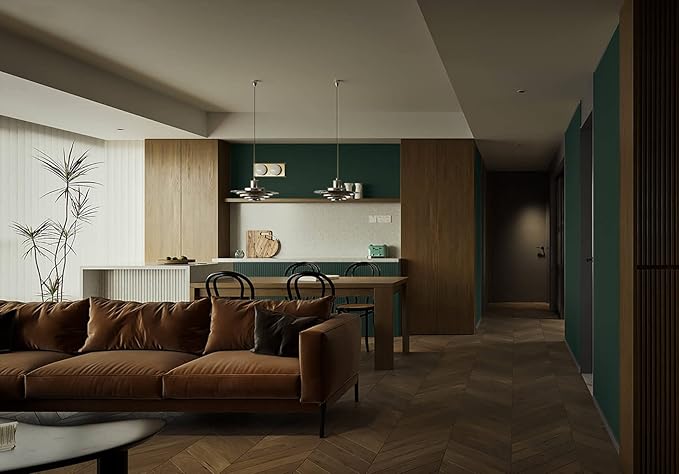 Dimoon 236''x15.7'' Emerald Dark Skin Peel and Stick Wallpaper Contact Paper Modern Self Adhesive Wall Paper Removable Renter Friendly Textured Solid Vinyl Roll (236''x15.7'',Emerald Dark Skin)-VerdiqueGarden