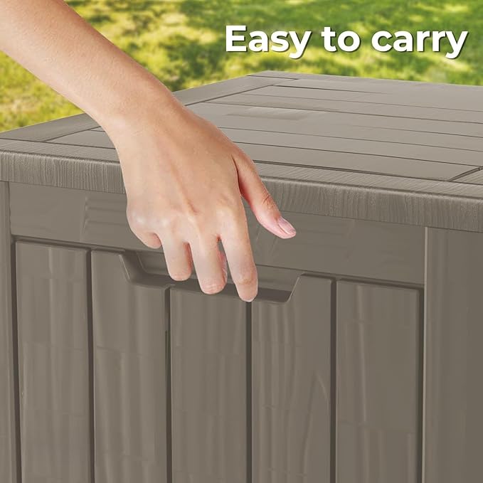 50 Gallon Lockable Resin Deck Box, Waterproof & UV-Resistant Outdoor Storage Box for Outdoor Cushion Storage, Garden Tools & Pool Accessories Storage, Gray-VerdiqueGarden