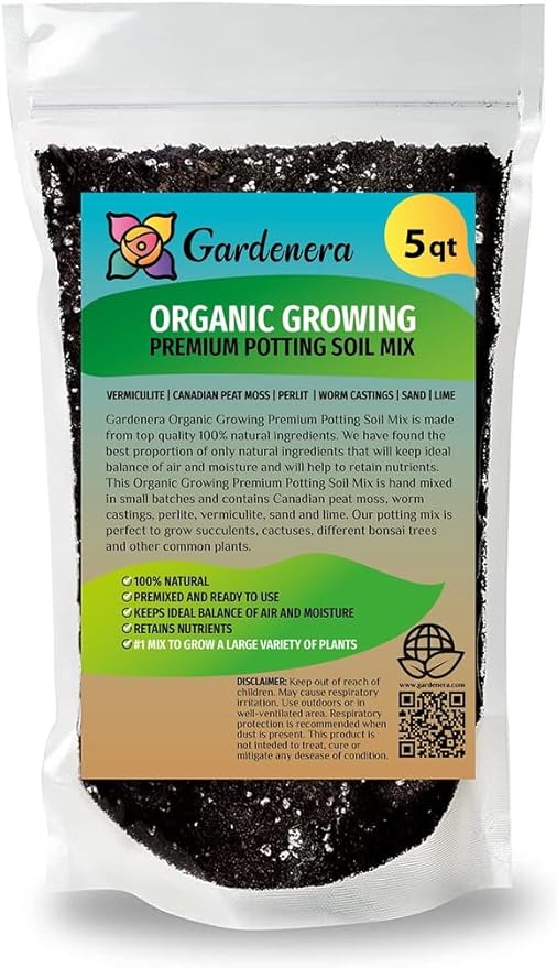 Premium Organic Growing Medium by Gardenera - Harness The Power of Nature for Remarkable Plant Results - 5 QUARTS-VerdiqueGarden