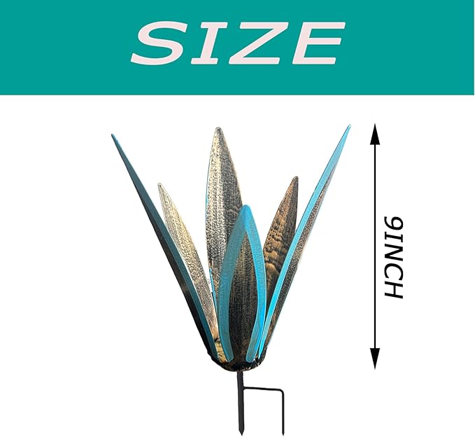 1 PCS 9 inches Agave Sculpture Decoration, Vintage Country Hand-Painted Sculpture DIY Metal Agave Plant, Home Garden Courtyard Lawn Outdoor Decoration-VerdiqueGarden