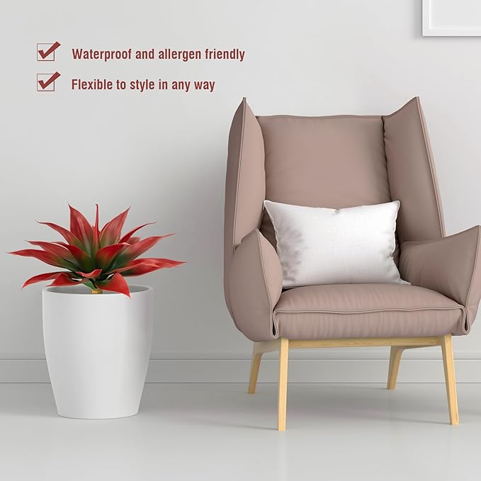 Artificial Agave Plants,Large UV Resistant Fake Agave Planters for Indoor and Outdoor Decorating Tropical Plant Succulents Greenery Indoor Decor (2Pack,18" Red)-VerdiqueGarden