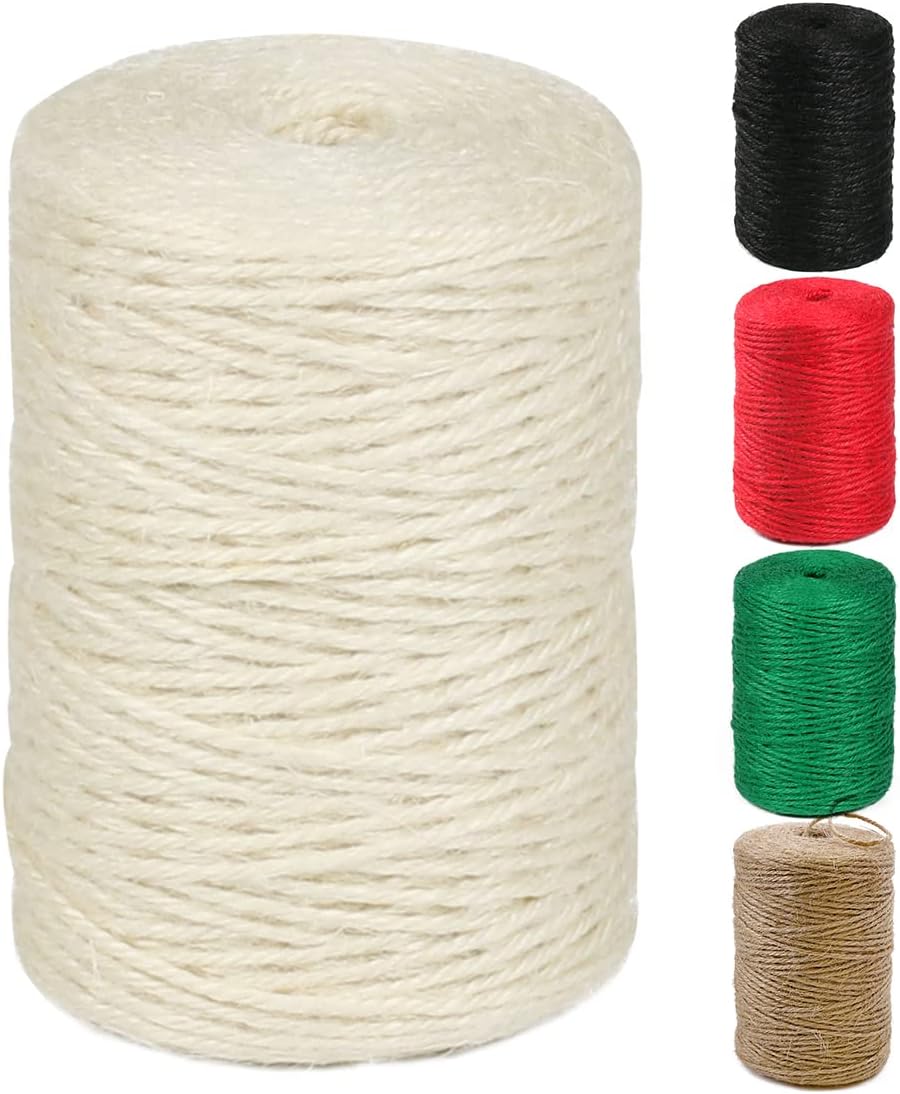 PerkHomy Natural Jute Twine 600 Feet Long Colored Twine Rope for Crafts Gift Wrapping Packing Gardening and Wedding Decor (Beige)-VerdiqueGarden