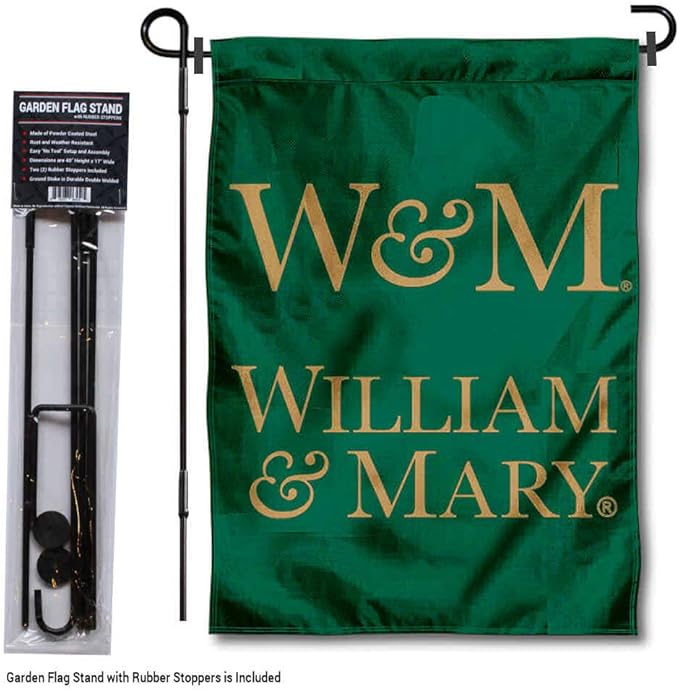 College Flags & Banners Co. William & Mary Tribe Garden Flag with Stand Holder-VerdiqueGarden