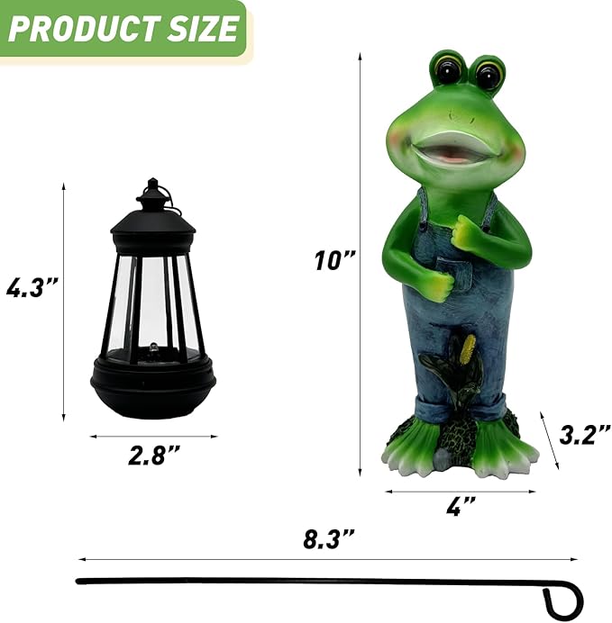 Solar Lantern Garden Statues Decor, Outdoor Frog Figurine Lights for Yard Patio Decoration - Unique Christmas Housewarming Gift for Grandma Wowen Mom-VerdiqueGarden
