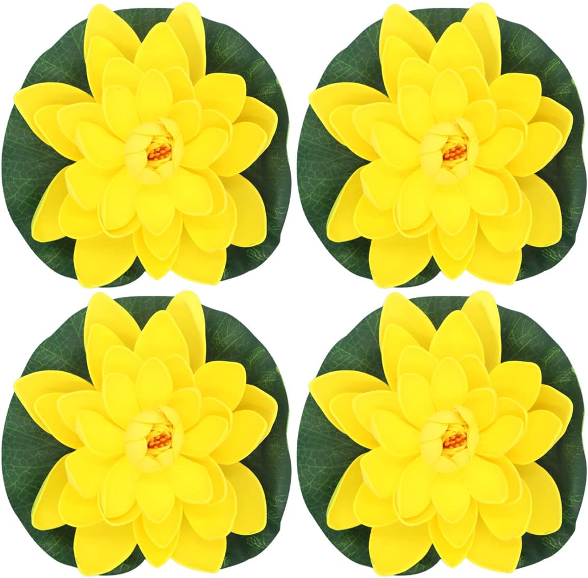 FZBNSRKO Artificial Lotus,4PCS 7.1" Inch Floating Foam Lotus Flowers for Pool,Realistic Water Lily Pads for Home Outdoor Patio Pond Wedding Party Decorations,Yellow-VerdiqueGarden