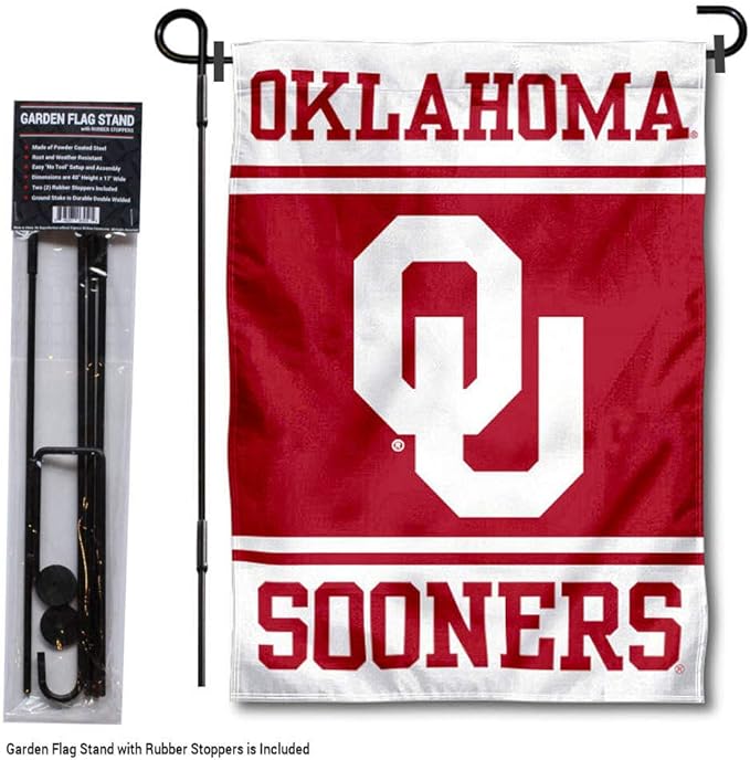 College Flags & Banners Co. Oklahoma Sooners Garden Flag with Stand Holder-VerdiqueGarden