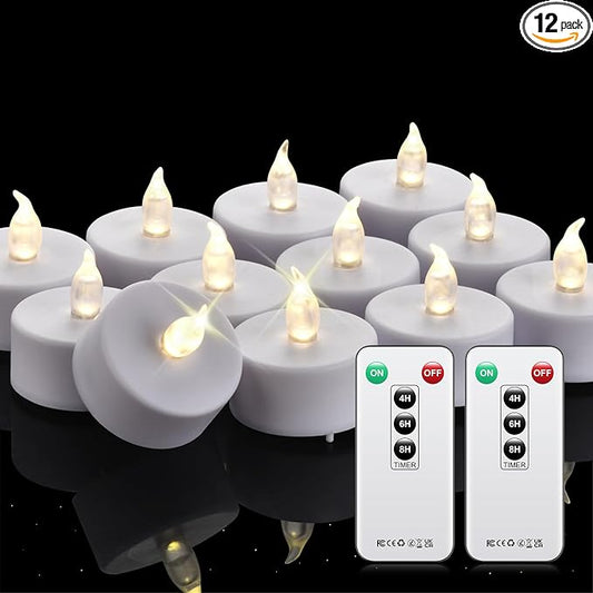 Tea Light Candles with Remote Control,50pack Flickering Flameless LED Candle,Long Lasting 400+Hours,Battery Operated with Timer for Home Decoration Seasonal &Festival Celebration WarmWhite-VerdiqueGarden