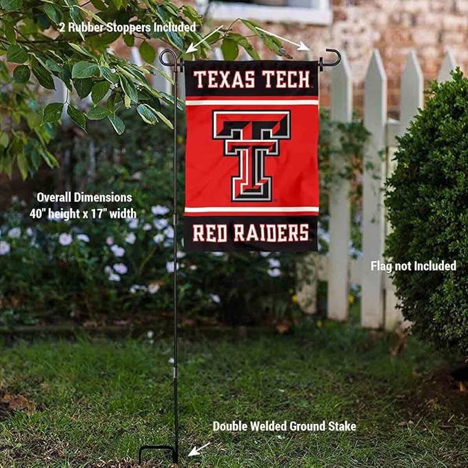 College Flags & Banners Co. Texas Tech Red Raiders Garden Flag with Stand Holder-VerdiqueGarden