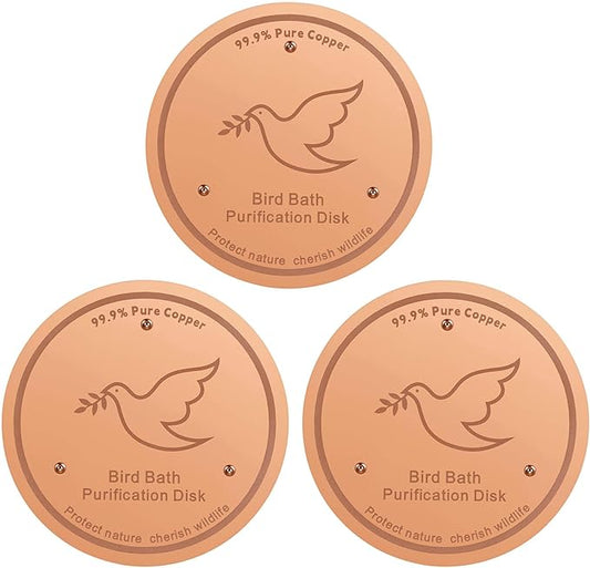3Pack Bird Bath Copper Purification Disk | 0.6mm Reinforced 99.9% Pure Copper | Universal Fit for Outdoor Birdbaths(Birdbath Copper 3 Pack)-VerdiqueGarden