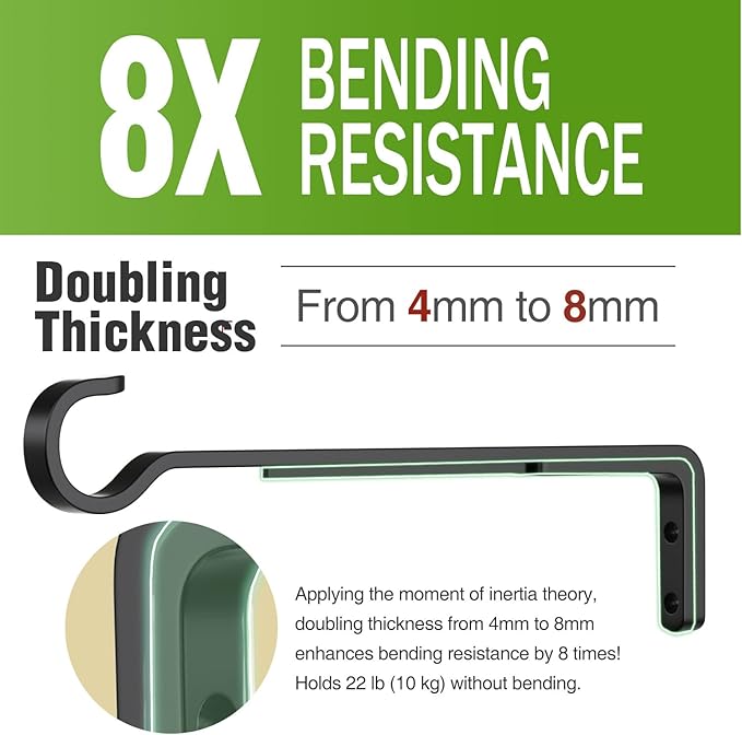 10 Inch 2 Pack Black Heavy Duty Outdoor Plant Hangers for Hanging Baskets, Iron Hanging Plant Brackets for Hanging Plants Outside, Metal Plant Hooks Plant Wall Hooks for Hanging Lantern, Bird Feeder-VerdiqueGarden