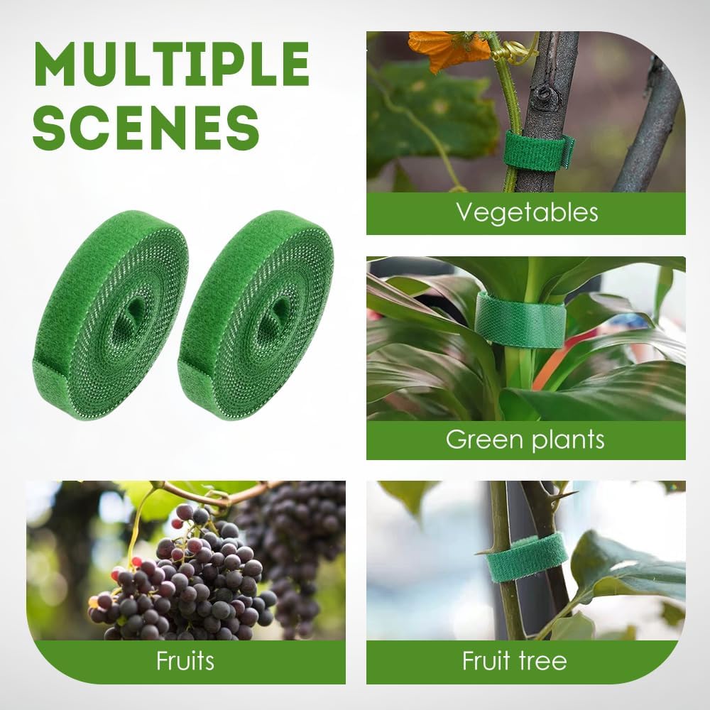 Reusable Plant Ties Tape for Climbing Plants, Garden Ties Tomato Plant Supports, Adjustable Garden Twine & Twist Ties Plant Ties for Outdoor Indoor Plants Stakes Gardening Supplies (Black, 3 Rolls)-VerdiqueGarden