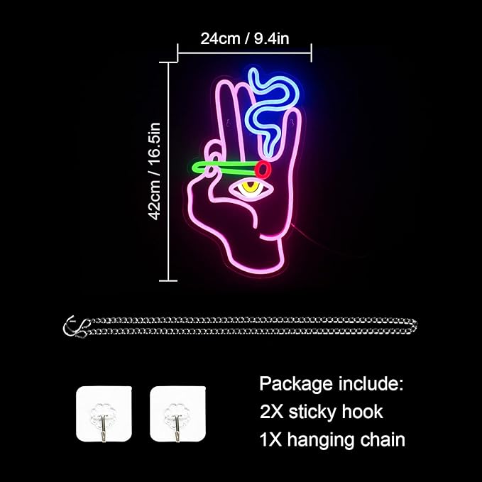 WLHOPE Evil Eye Neon Signs Hand Eye Neon Signs Pink Blue Led Neon Signs for Wall Decor, Hamsa Neon Sign, USB Connectivity Eye Neon Light Signs for Bedroom Game Room Home Bar Pub Cafes Party Gift-VerdiqueGarden