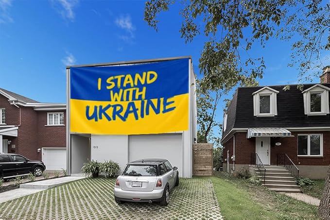 I Stand with Ukraine Flag Extra Large Flag 6x10FT Giant Ukrainian National Polyester Banner With 3 Grommets Fade Resistant Vivid Color For Patriotic Festival Events Party Decoration-VerdiqueGarden