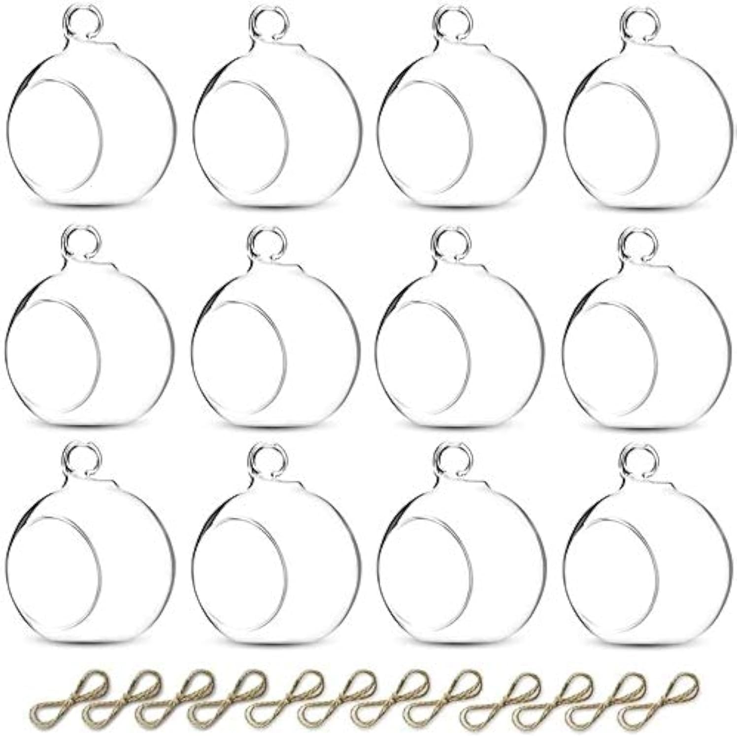 Sziqiqi Hanging Glass Globes Orbs Tea Light Candle Holders fillable with Trinkets for Wedding Ornaments, Wedding Birthday Christmas Party Centerpiece Accessory 2.36inch 10pcs +2 Extra-VerdiqueGarden