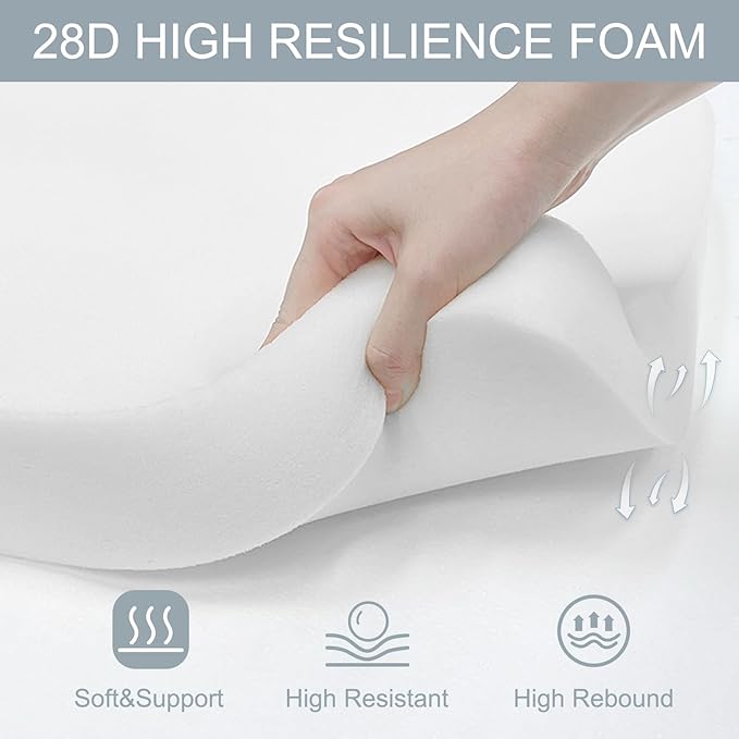 LVTXIII Patio Chair Cushions 22"x22"x3", Water-Repellent Outdoor Seat Cushions for Patio Furniture, Square Chair Pads with Ties for Home Garden Decoration, Set of 2, Cabana Black-VerdiqueGarden