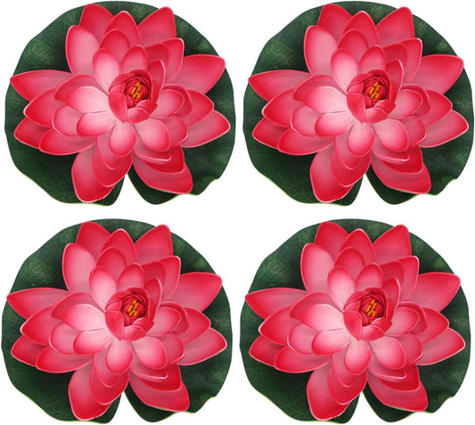 FZBNSRKO Artificial Lotus,4PCS 7.1" Inch Floating Foam Lotus Flowers for Pool,Realistic Water Lily Pads for Home Outdoor Patio Pond Wedding Party Decorations,Peach Red-VerdiqueGarden