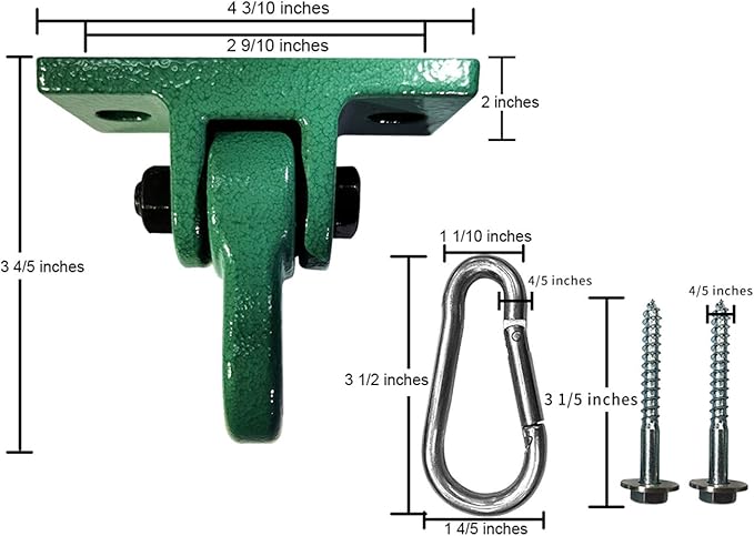 Heavy Duty Green Swing Hangers Screws Bolts Included Over 5000 lb Capacity Playground Porch Yoga Seat Trapeze Wooden Sets Indoor Outdoor 2 Pack-VerdiqueGarden