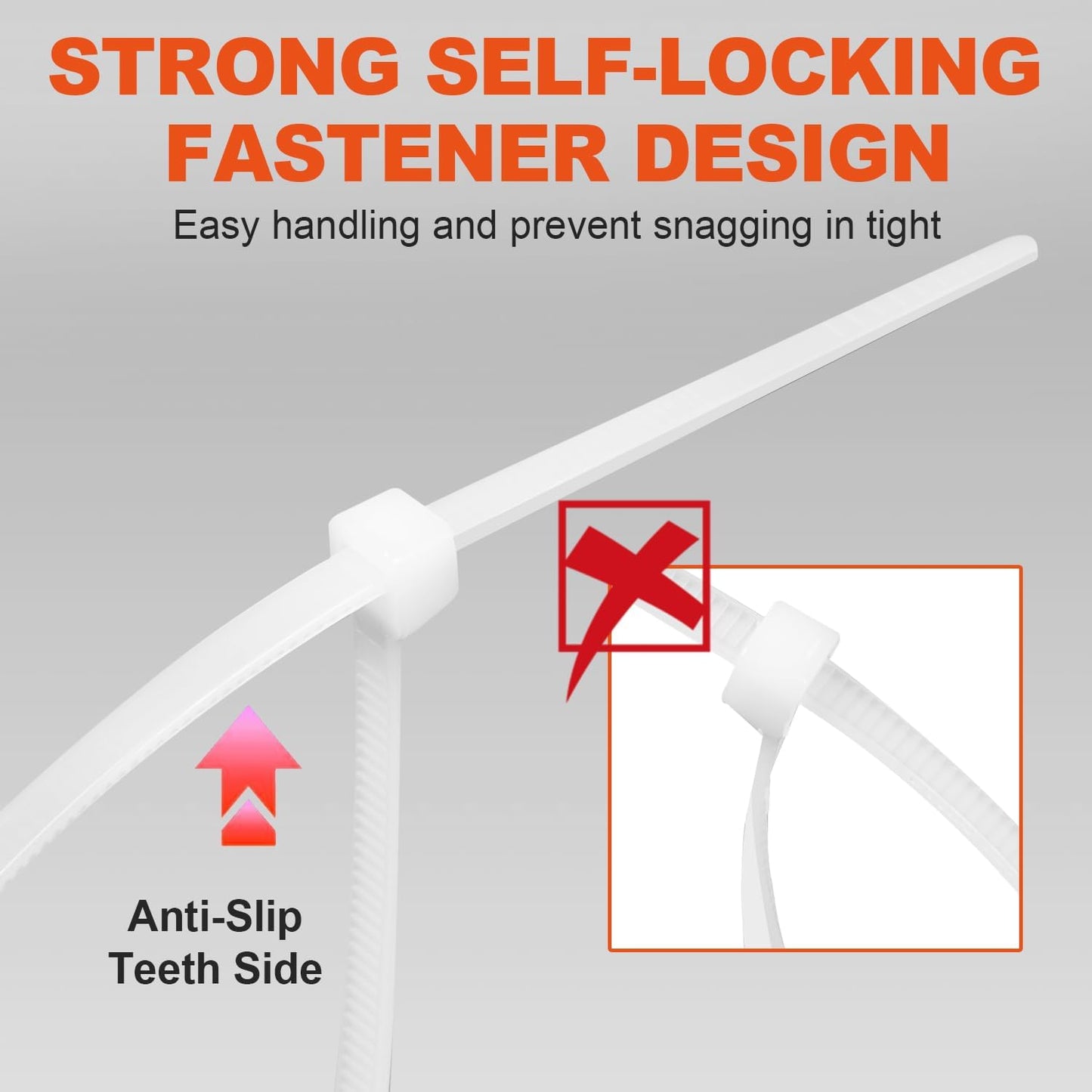 Zip Ties, RAZCC 1200pcs White Cable Zip Ties 8 Inch, Heavy Duty Plastic Wire Ties with 70lb Tensile Strength, Self-Locking White Nylon Tie Wraps for Indoor and Outdoor-VerdiqueGarden