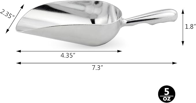 New Star Foodservice 34509 One-Piece Cast Aluminum Round Bottom Bar Ice Flour Utility Scoop, 5-Ounce, Silver (Hand Wash Only)-VerdiqueGarden