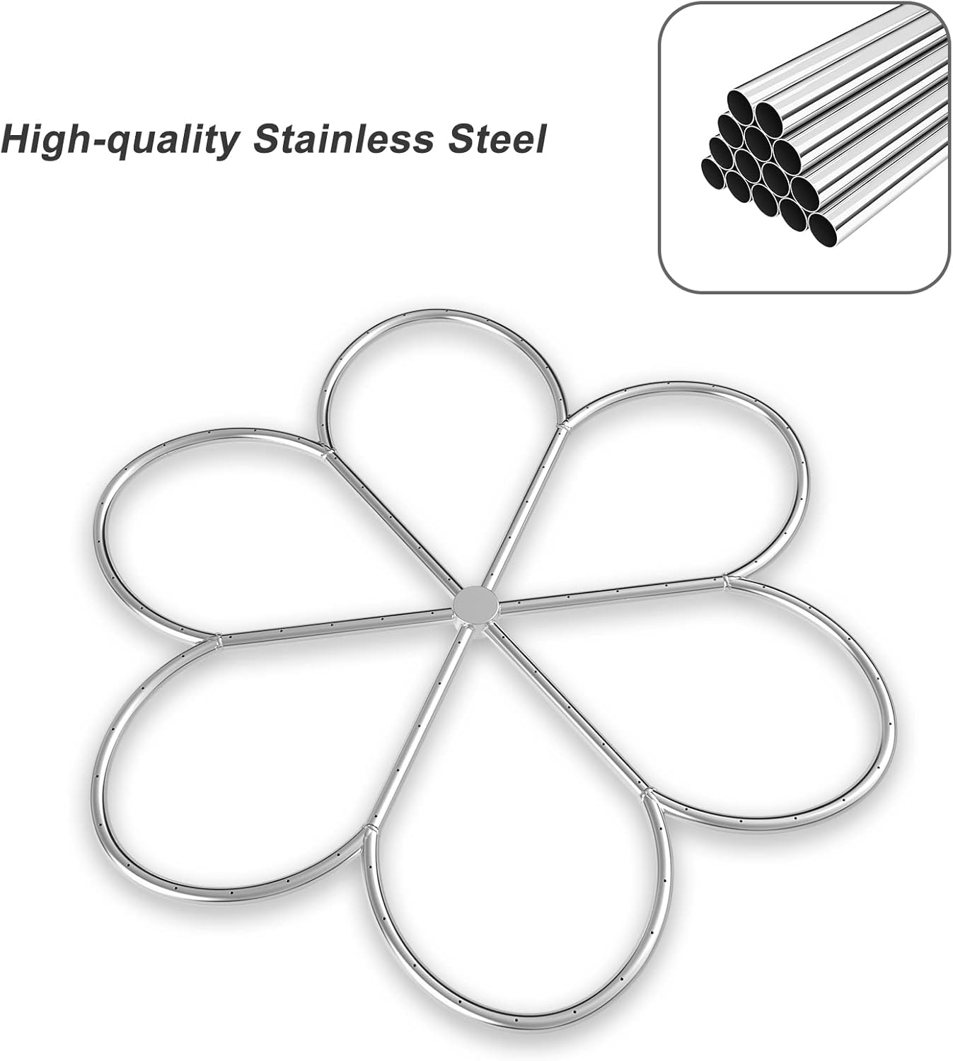 Skyflame 36-Inch Fire Pit Burner, 304 Stainless Steel Flower-Shape Burner Ring for Fire Pit, Natural Gas & Propane Fireplace, Max BTU 443K-VerdiqueGarden