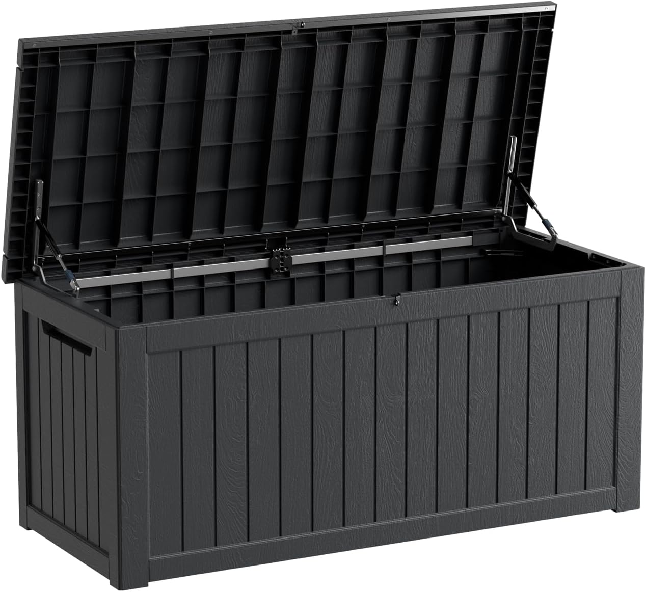 270 Gallon Waterproof Deck Box, Lockable Resin Storage Box for Patio Furniture Cushions Garden Tools and Outdoor Delivery Storage, Black-VerdiqueGarden