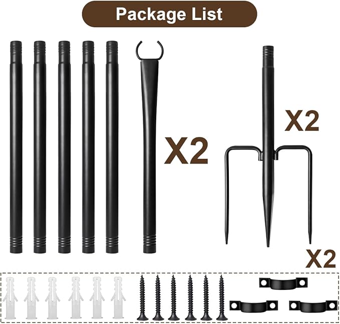 2 Pack String Light Poles for Outside, Thickened Metal Lights Hanger Pole Outdoor with Fork, Lighting Hanging Post Accessories for Patio Decor Garden Backyard Yard Front Porch Outside Decorations-VerdiqueGarden