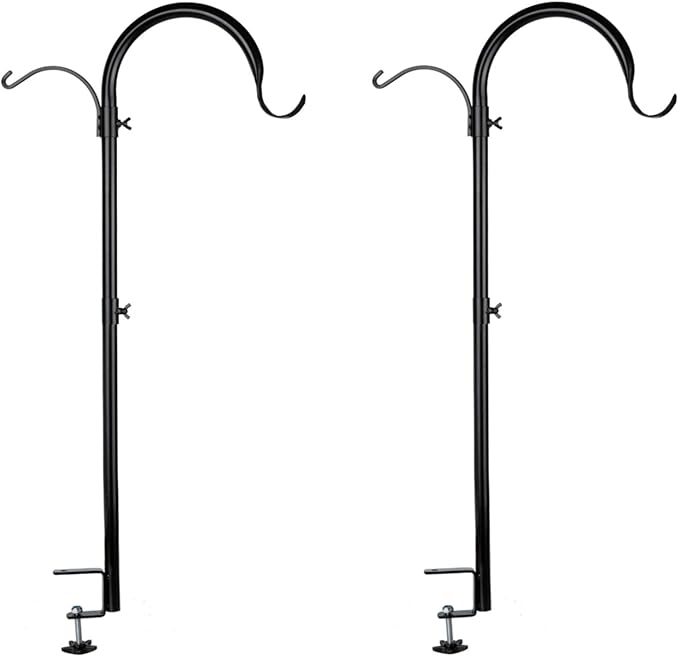 WOSIBO 2 Pack Three Span Deck Hook, 37 Inches Deck Bird Feeder Pole, Hanging Baskets Porch Multi-Hook for Deck Kit with Three Branches for Plant Hangers, Lanterns, Wind Chimes and More-VerdiqueGarden