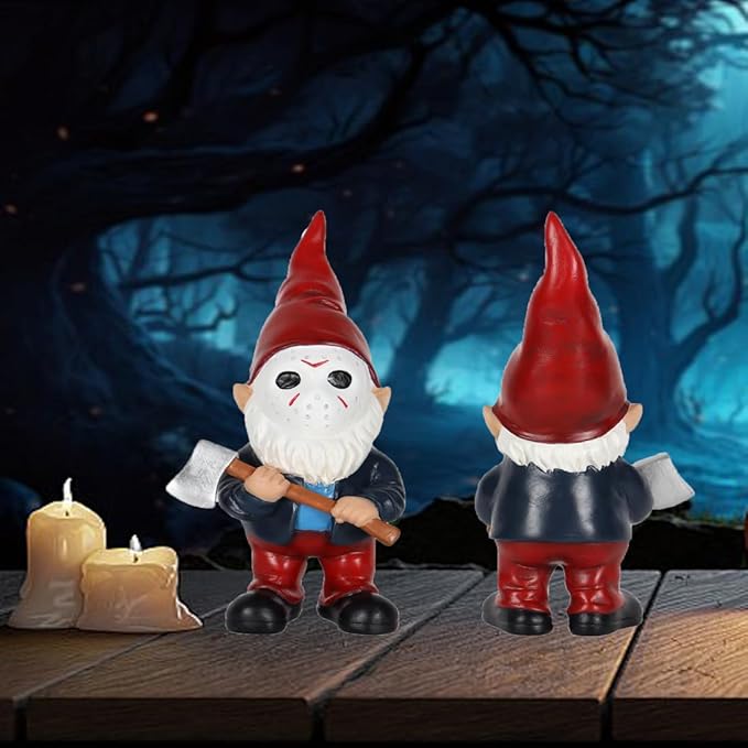 Garden Gnomes Halloween Decorations Gift Christmas Gnome Home Decor Gnome Statue Holding Axe-VerdiqueGarden