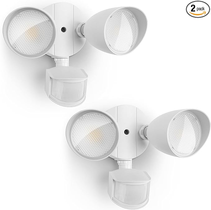 UME 2 Pack 32W 3500 Lumen LED Security Lights Motion Sensor Light Outdoor, 5000K Daylight, IP65 Waterproof, Dusk to Dawn, Motion Detector Flood Light for Garage, Yard, Porch-White-VerdiqueGarden