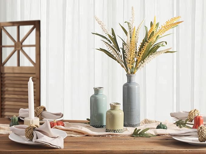 Flower Vase Set of 3, Ceramic Neutral Vases Home Decor, Pottery Rustic Farmhouse Decorative Vases Modern Decor for Table Mantel Entryway Bookshelf Living Room Kitchen Bedroom - Multicolor-VerdiqueGarden