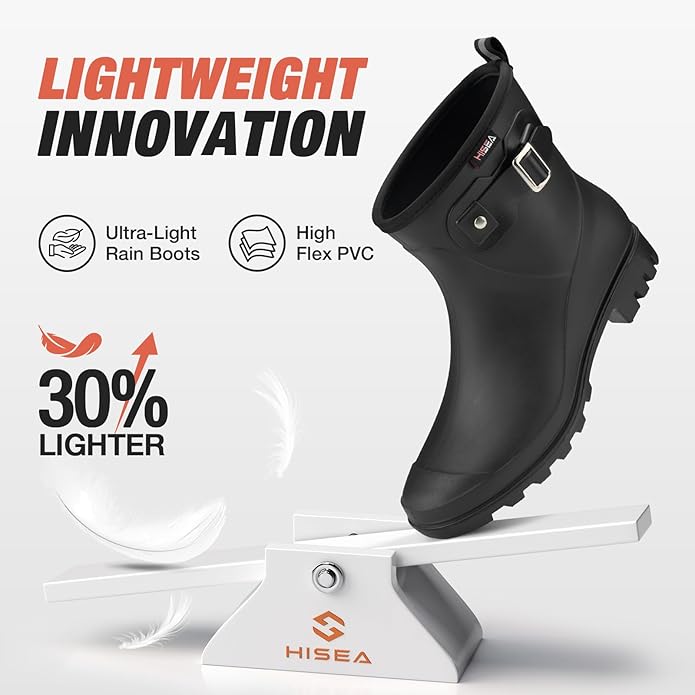 HISEA Women's Ankle Rain Boots Waterproof, Fashion Short Garden Shoes Anti-slip for Women with Comfortable Insole-VerdiqueGarden