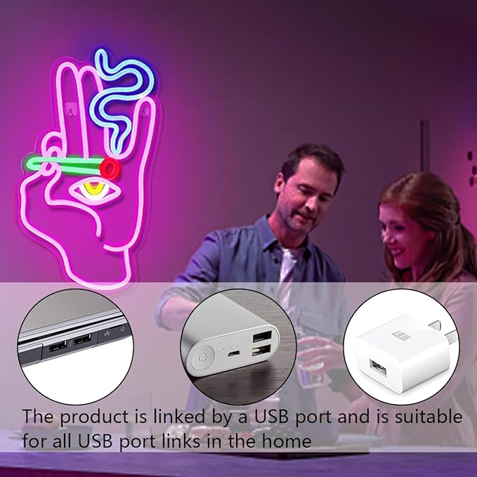 WLHOPE Evil Eye Neon Signs Hand Eye Neon Signs Pink Blue Led Neon Signs for Wall Decor, Hamsa Neon Sign, USB Connectivity Eye Neon Light Signs for Bedroom Game Room Home Bar Pub Cafes Party Gift-VerdiqueGarden